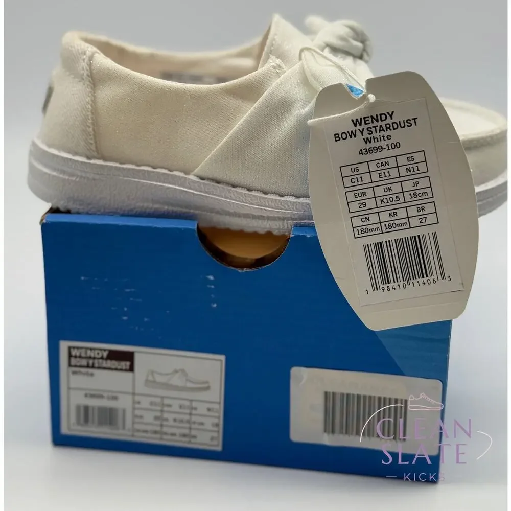 Hey Dude Wendy Bow Stardust White Kids C11 NIB/NWT